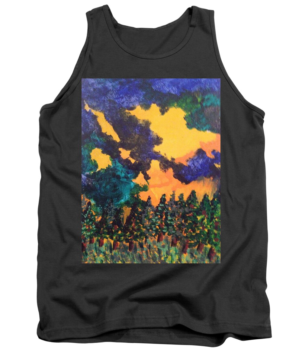 Forest Fire Tank Top featuring the painting A Hotshot Fire by Erika Jean Chamberlin