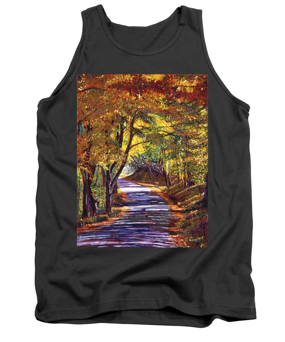 Landscape Tank Top featuring the painting Autumn Road by David Lloyd Glover