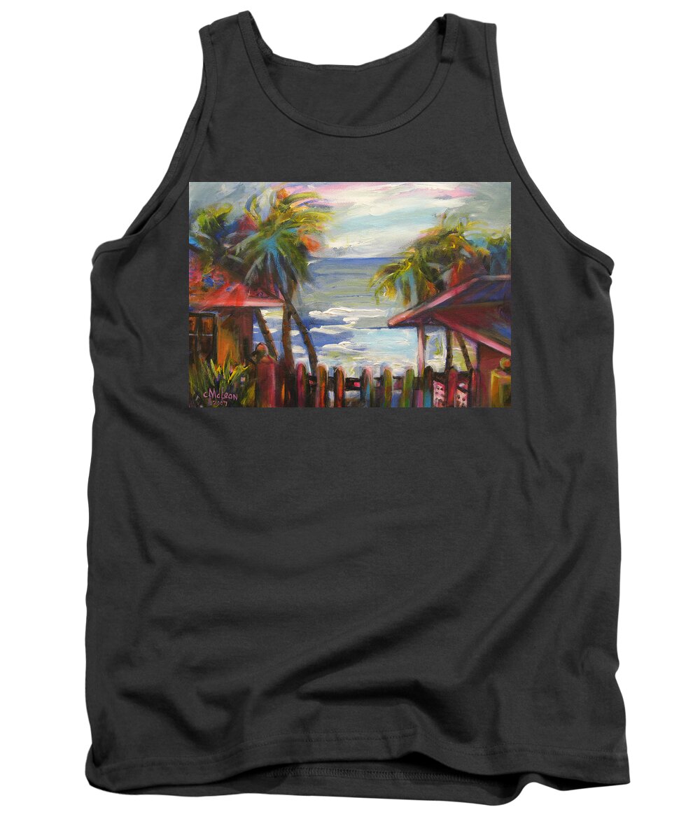 Beach Tank Top featuring the painting Beach Houses #1 by Cynthia McLean