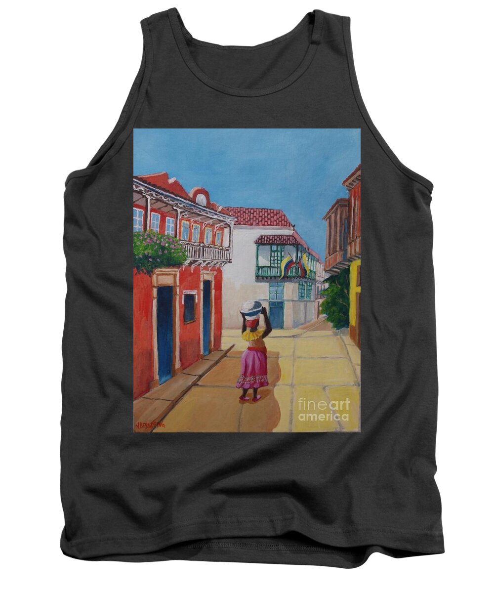 Creole Seller Tank Top featuring the painting Cartagena seller by Jean Pierre Bergoeing