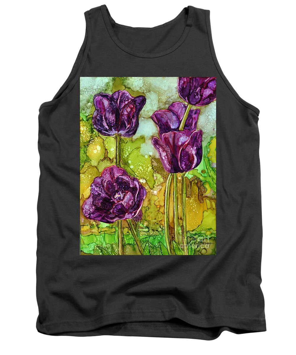Tulips Tank Top featuring the painting Dark Tulips by Vicki Baun Barry