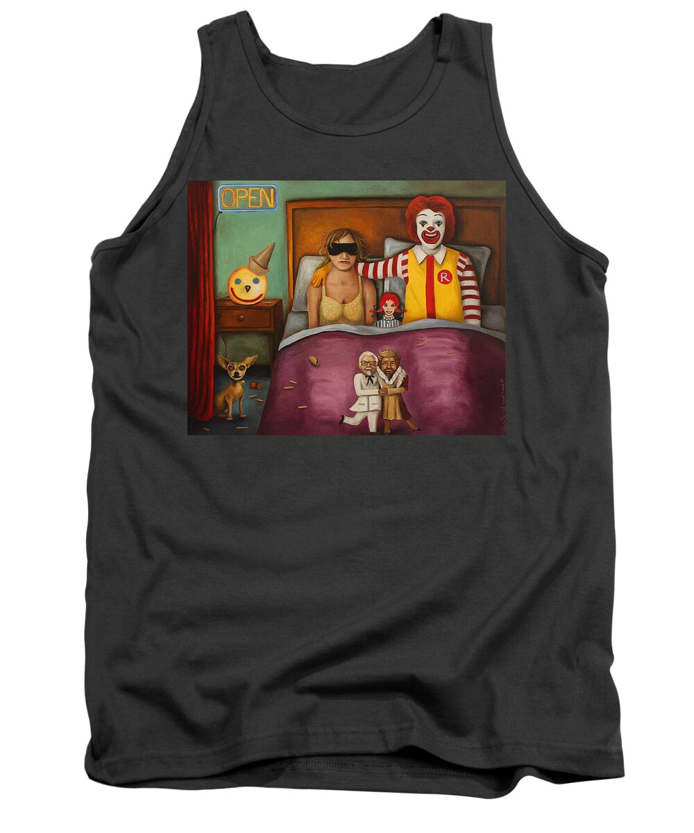 Mcdonald's Tank Top featuring the painting Fast Food Nightmare #1 by Leah Saulnier The Painting Maniac