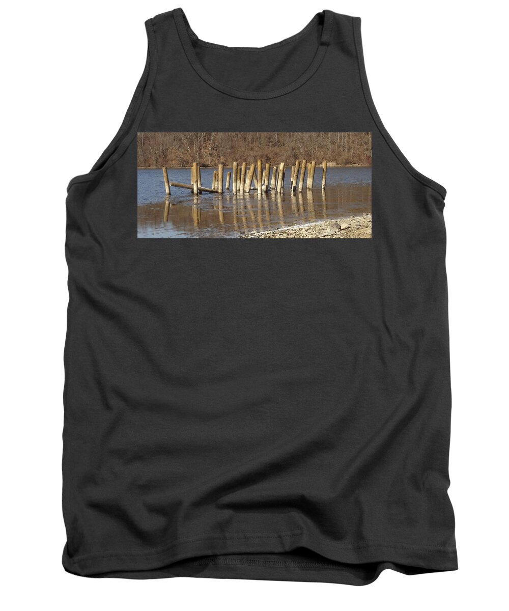 Water Tank Top featuring the photograph Frozen pilings #1 by Michael Porchik