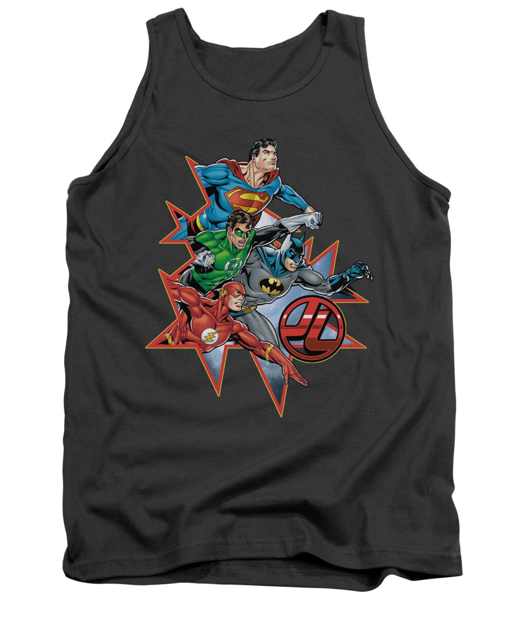 Justice League Of America Tank Top featuring the digital art Jla - Starburst by Brand A