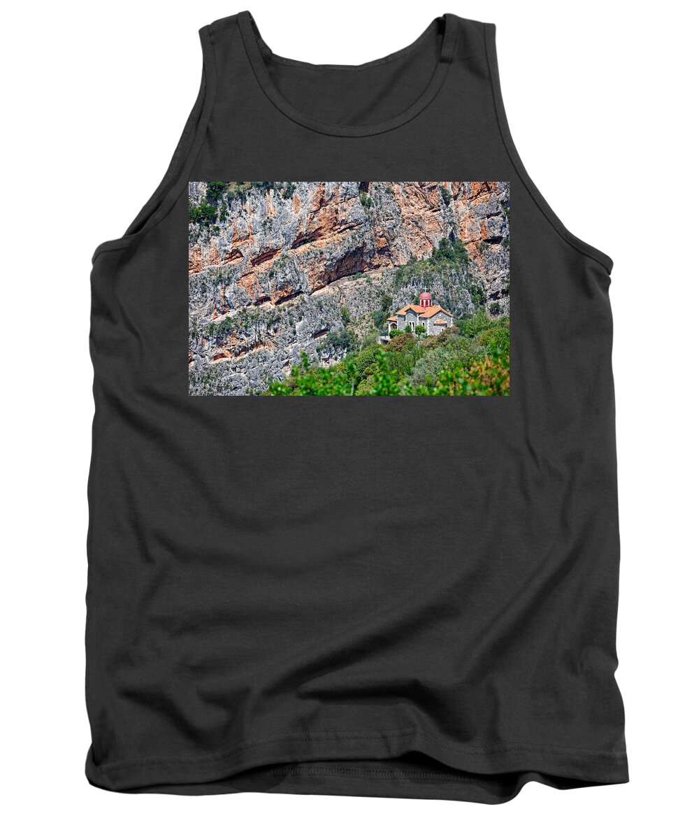 Architecture Tank Top featuring the photograph Metamorfosi Chapel in Arcadia - Greece #1 by Constantinos Iliopoulos