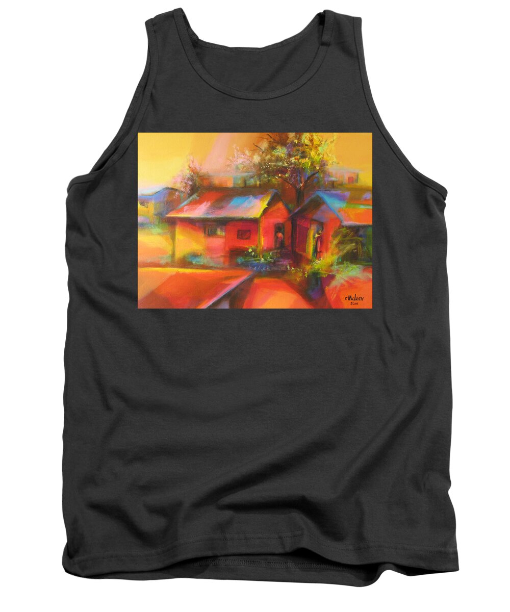 Abstract Tank Top featuring the painting Old Houses #1 by Cynthia McLean