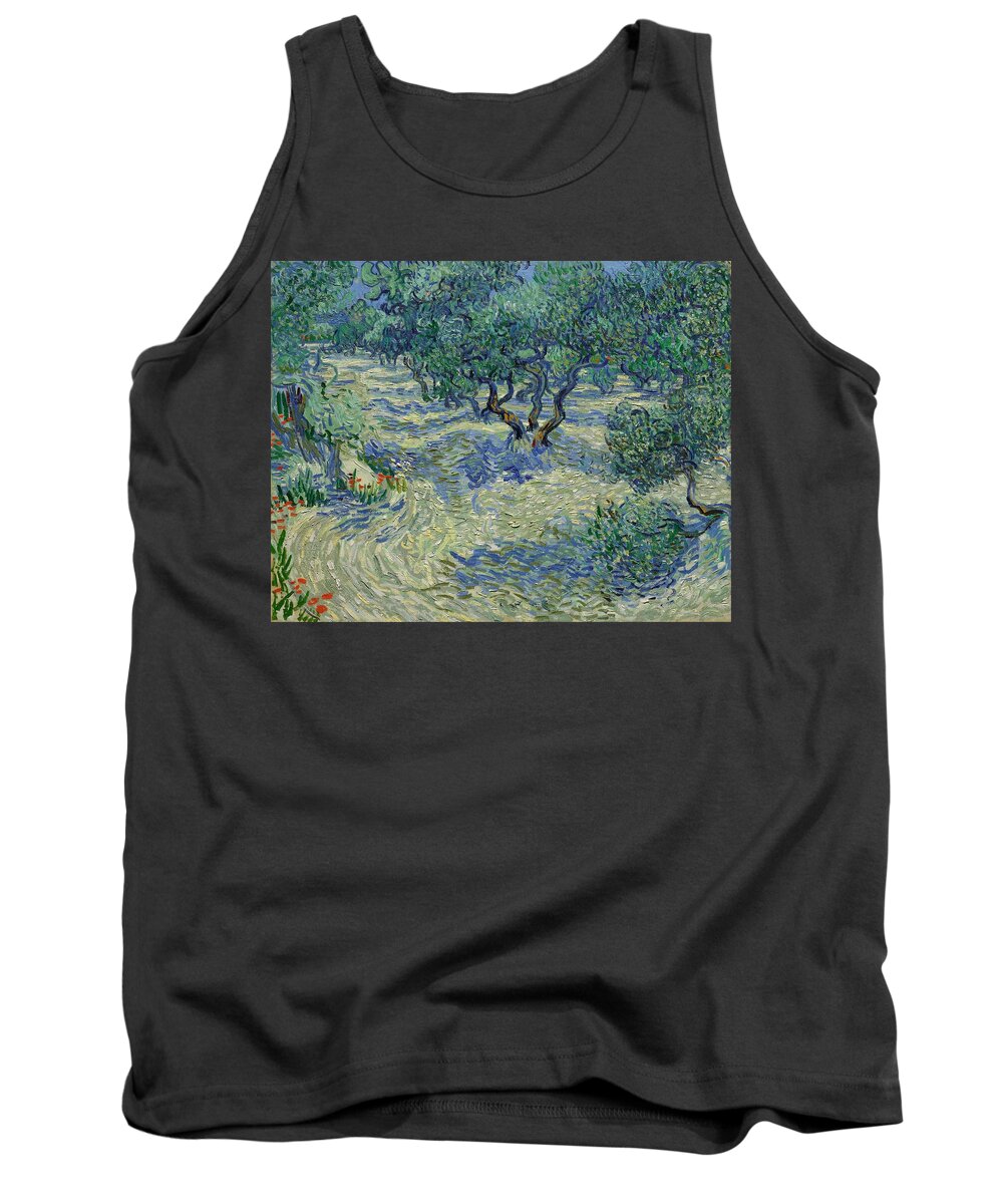 1889 Tank Top featuring the painting Olive Orchard #1 by Vincent van Gogh