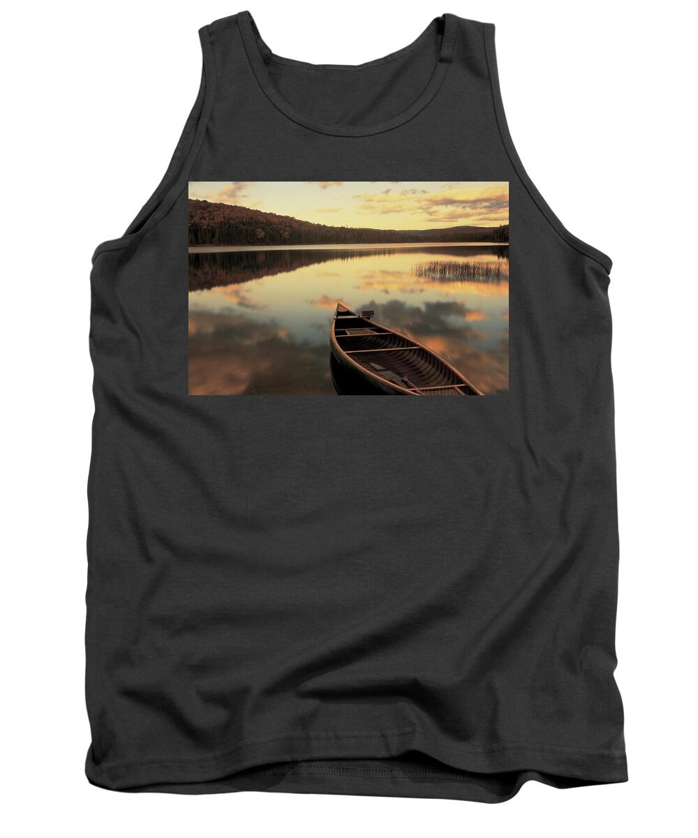 Photography Tank Top featuring the photograph Water And Boat, Maine, New Hampshire #1 by Panoramic Images