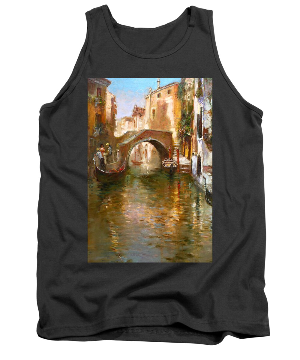 Romance Tank Top featuring the painting Romance in Venice #2 by Ylli Haruni