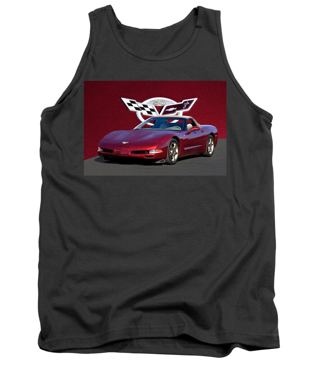 Auto Tank Top featuring the photograph 2003 Corvette 50th Anniversary Convertible I by Dave Koontz