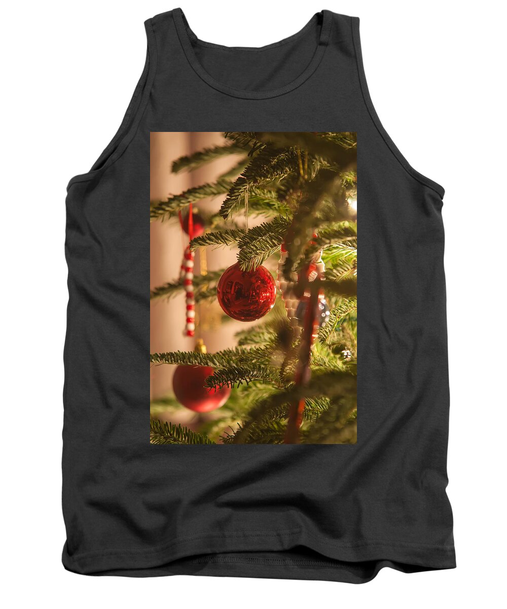 Artificial Tank Top featuring the photograph Christmas Tree Ornaments #3 by Alex Grichenko