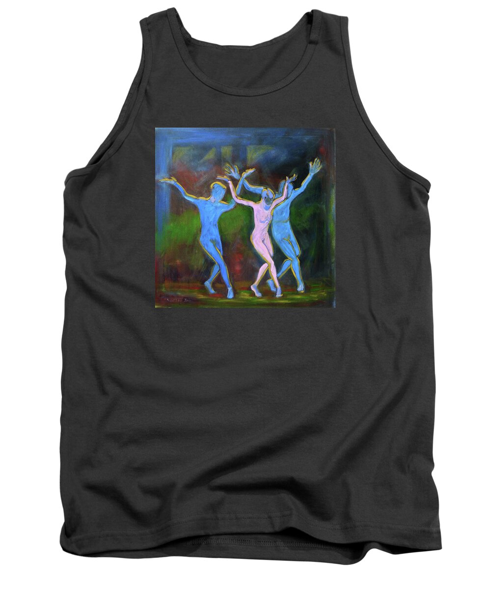 Figurative Tank Top featuring the painting Main Stage III by Xueling Zou