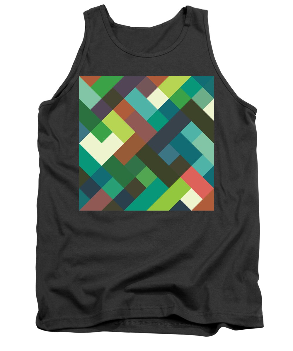 Abstract Tank Top featuring the digital art Pixel Art #35 by Mike Taylor