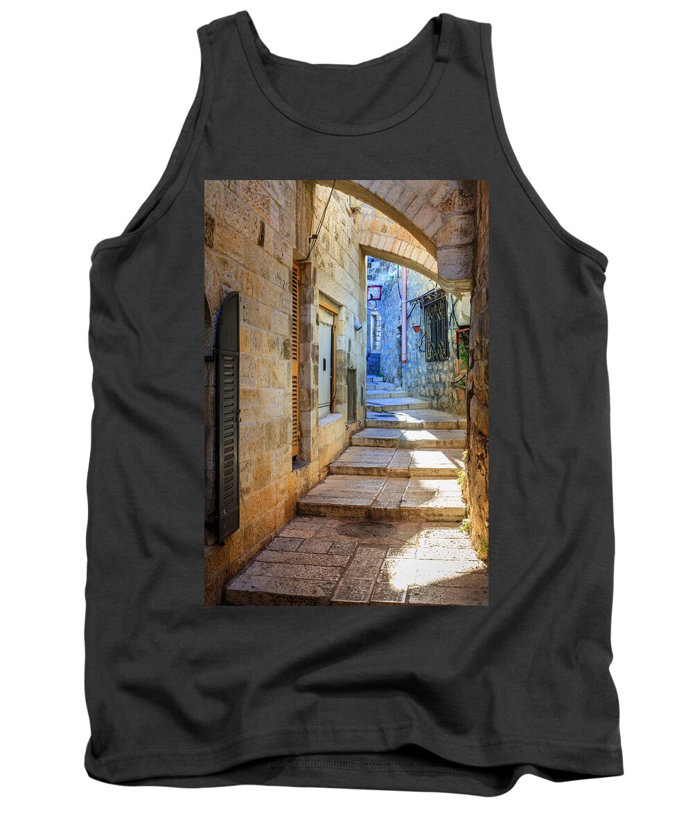 Israel Tank Top featuring the photograph Jerusalem street #4 by Alexey Stiop