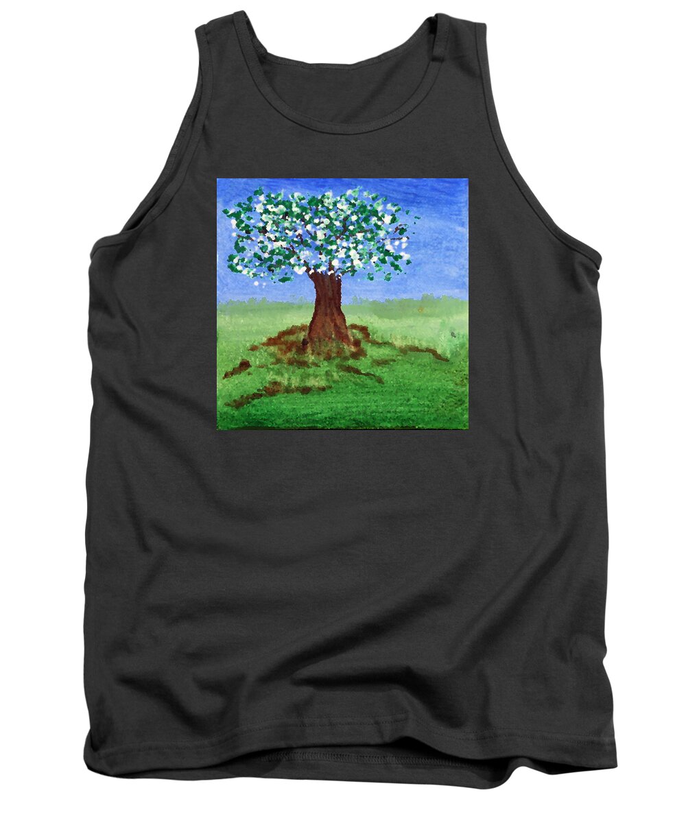 Spring Tank Top featuring the painting 4 Seasons - Spring by Maura Satchell