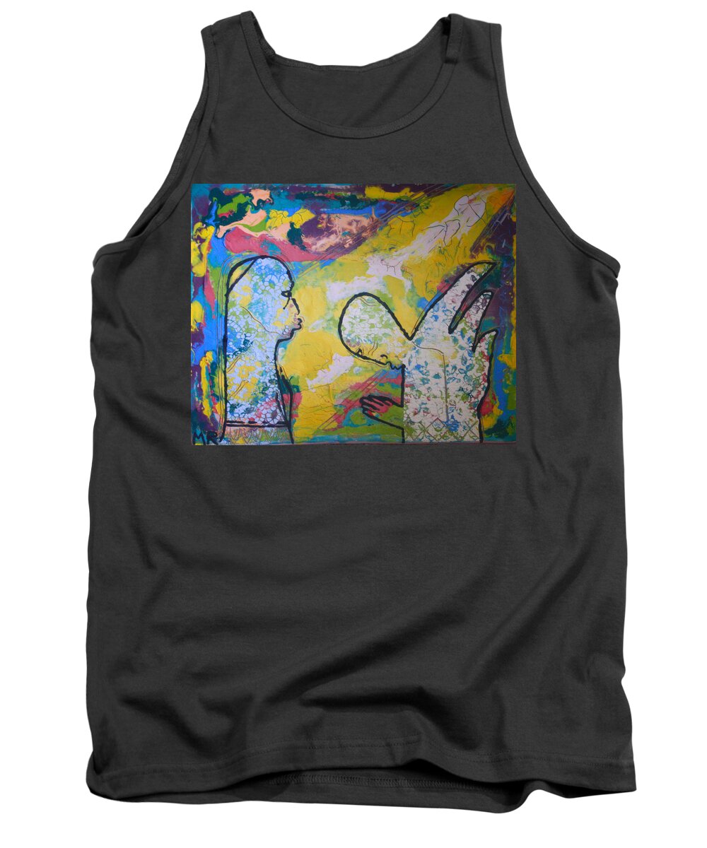 Jesus Tank Top featuring the painting The Annunciation #4 by Gloria Ssali