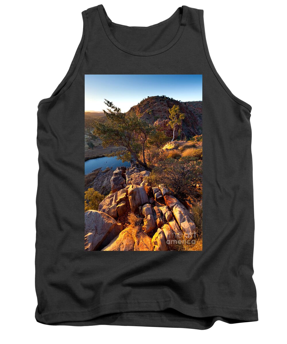 Glen Helen Gorge Outback Landscape Central Australia Water Hole Northern Territory Australian West Mcdonnell Ranges Tank Top featuring the photograph Glen Helen Gorge #5 by Bill Robinson