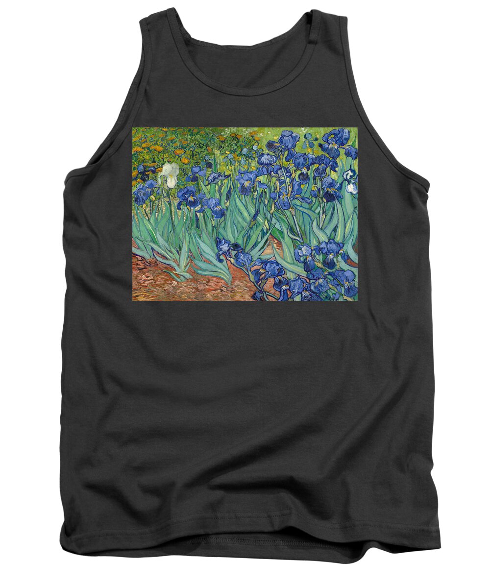 1889 Tank Top featuring the painting Irises #8 by Vincent van Gogh
