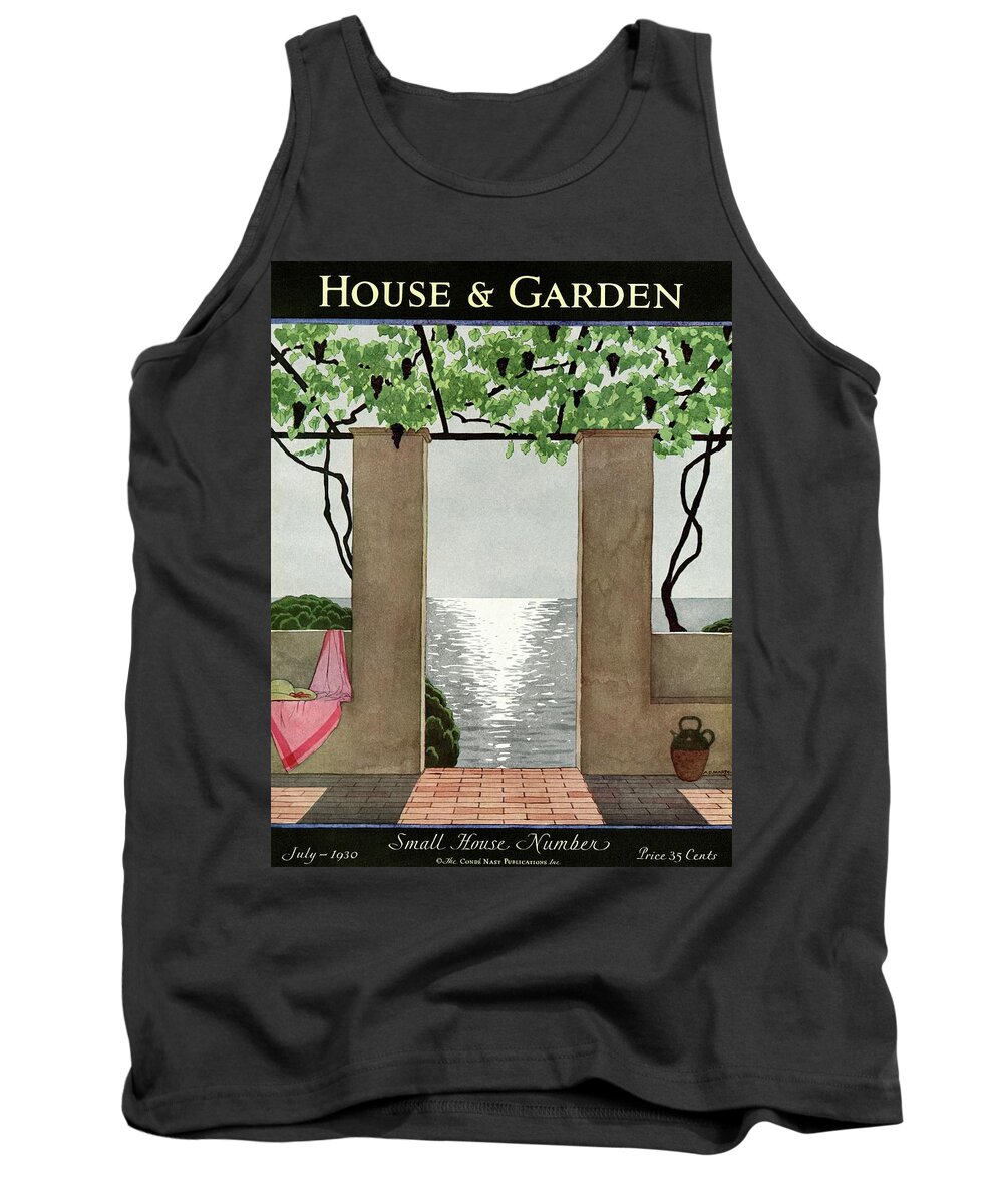 Illustration Tank Top featuring the photograph A House And Garden Cover Of A Seaside Patio by Andre E. Marty