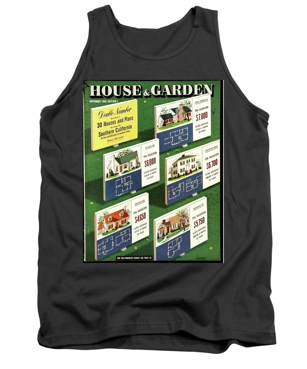 Illustration Tank Top featuring the photograph A House And Garden Cover Of Floorplans by Robert Harrer