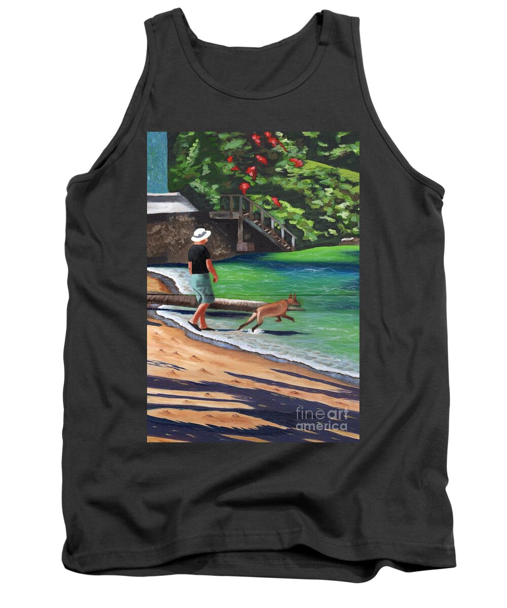 Man Tank Top featuring the painting A Man and his Dog by Laura Forde