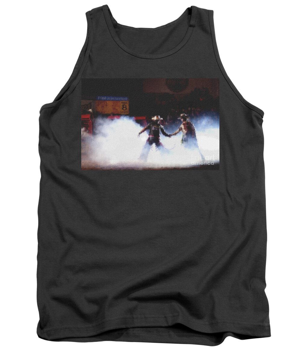Night Tank Top featuring the photograph A Night at the Rodeo V3 by Douglas Barnard