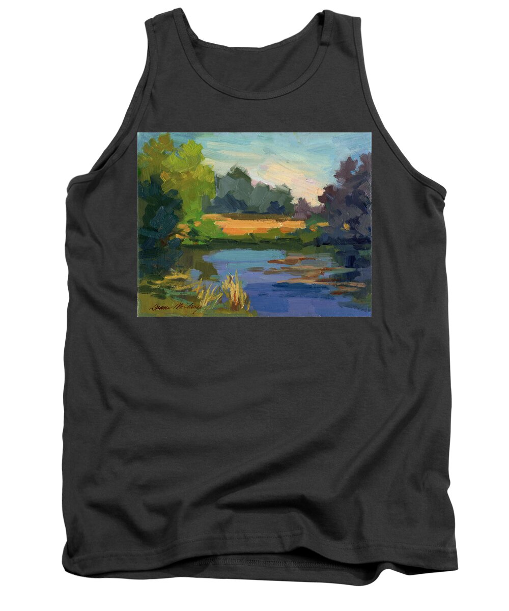 Lake Tank Top featuring the painting A Patch of Sun by Diane McClary