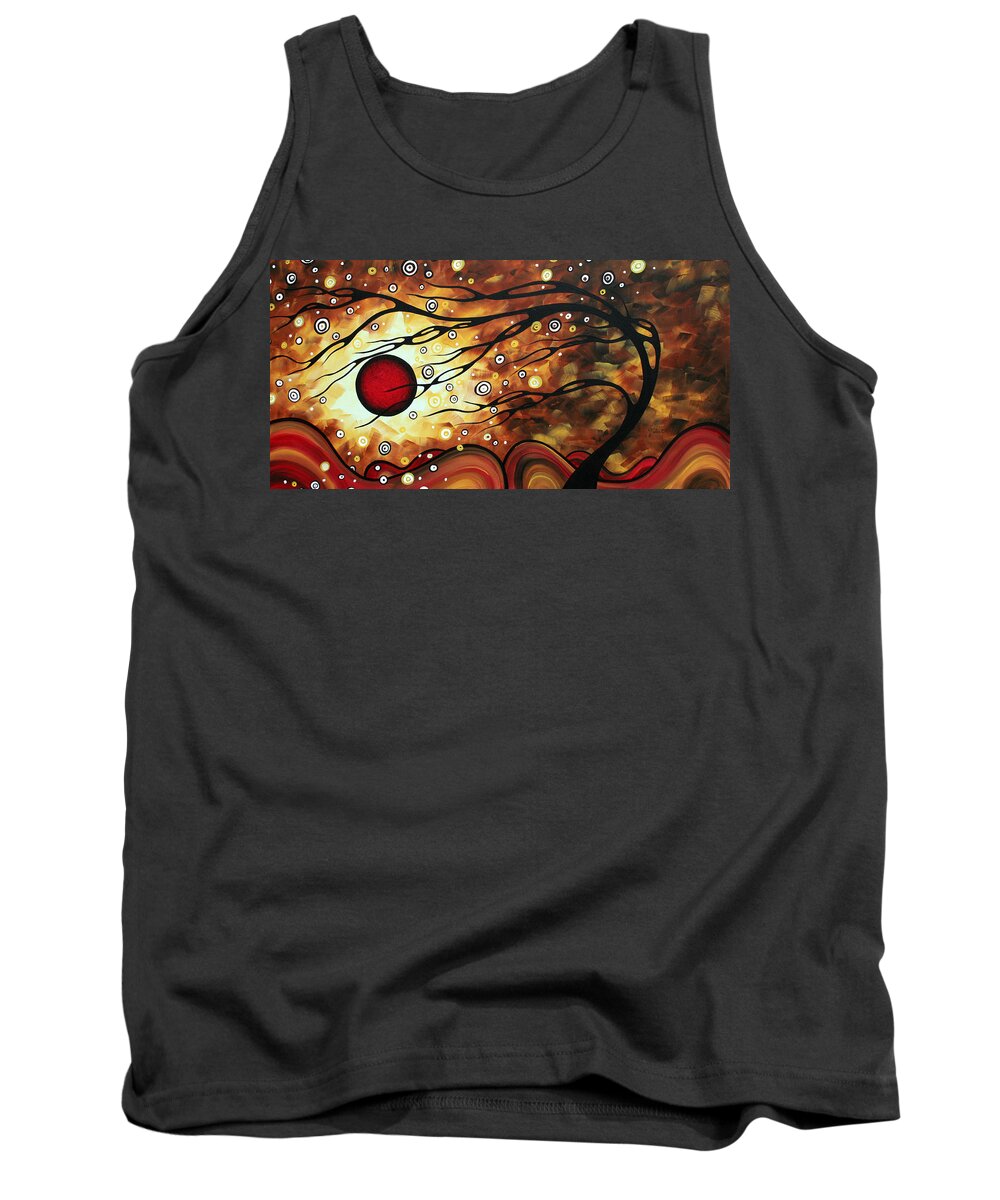 Abstract Tank Top featuring the painting Abstract Art Original Circle Painting FLAMING DESIRE by MADART by Megan Aroon