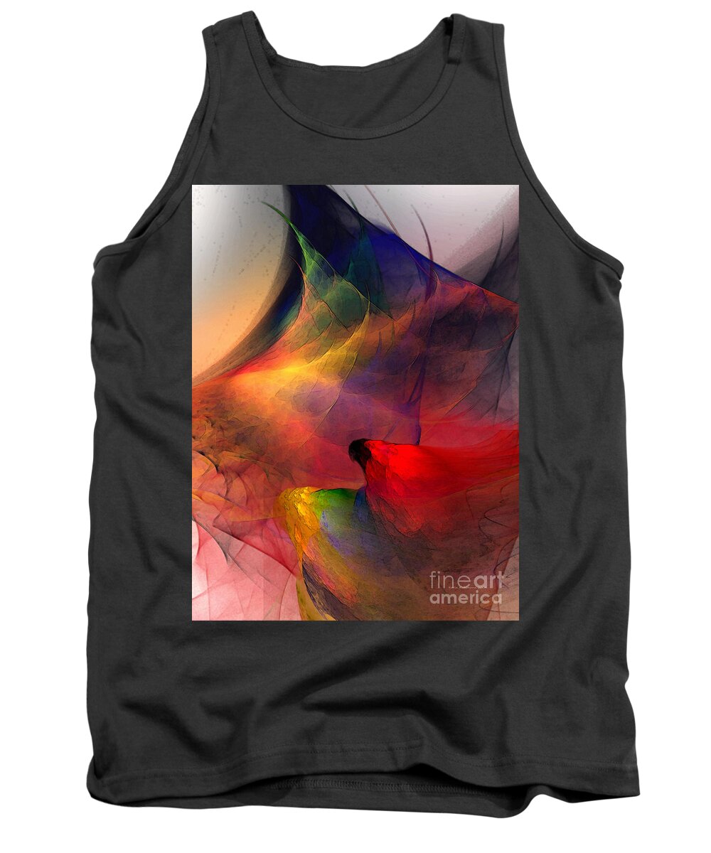 Abstract Tank Top featuring the digital art Abstract Exotic Birds by Karin Kuhlmann