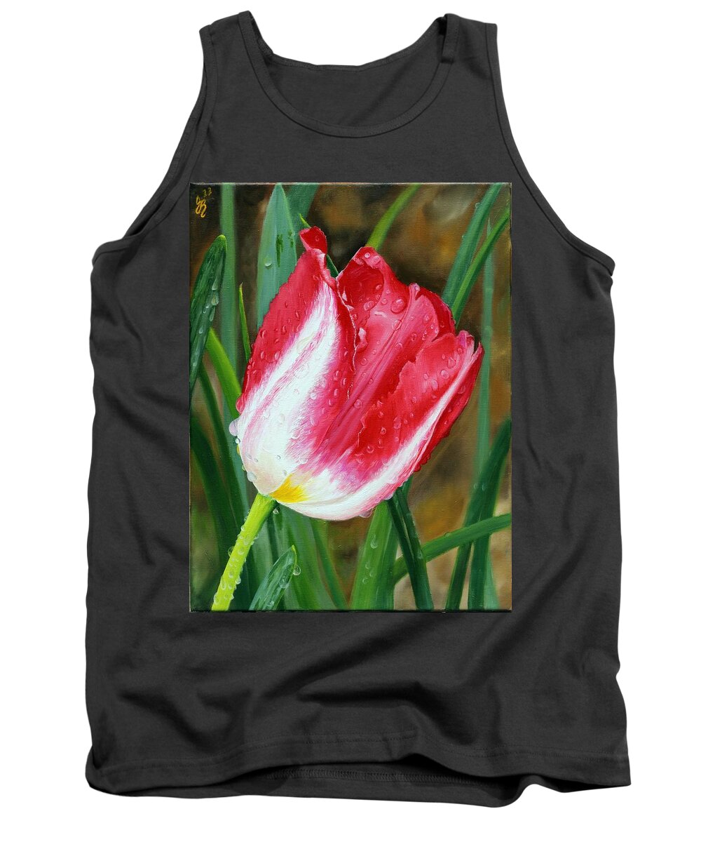 Flowers Tank Top featuring the painting After the Rain by Glenn Beasley