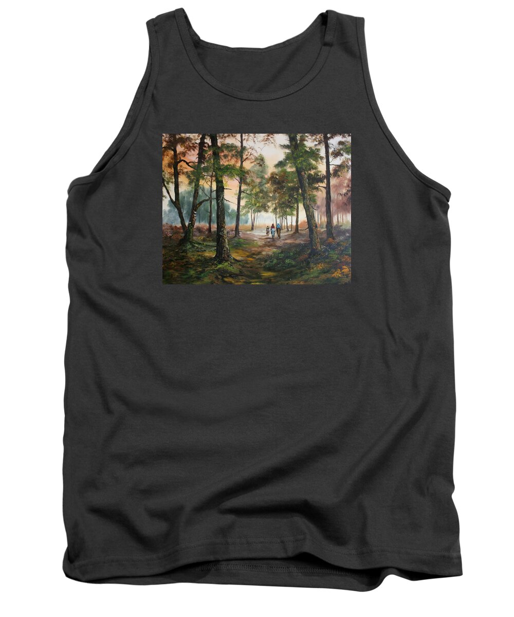 Cannock Chase Tank Top featuring the painting Afternoon Ride Through The Forest by Jean Walker