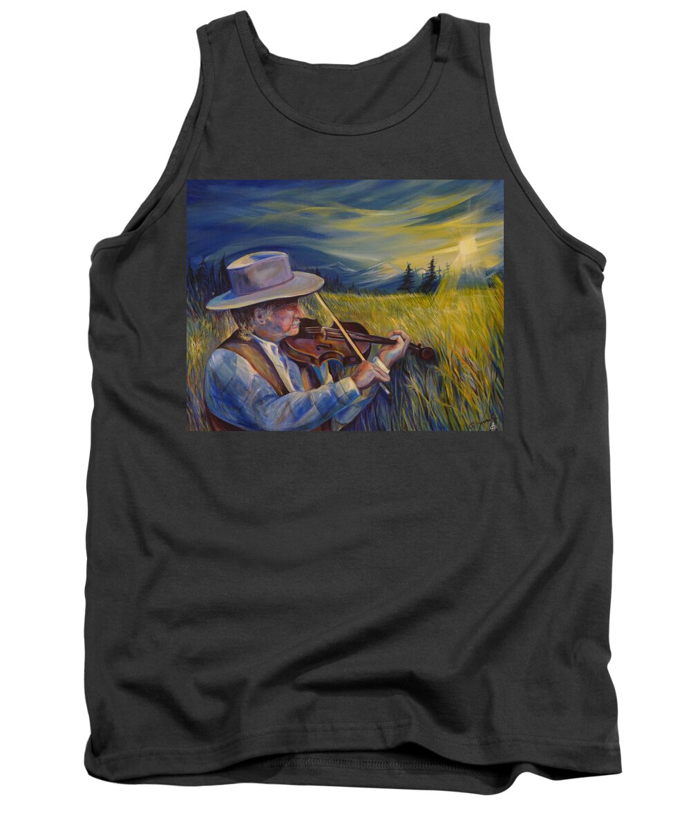 Western Art Tank Top featuring the painting Alberta Lullaby by Anna Duyunova