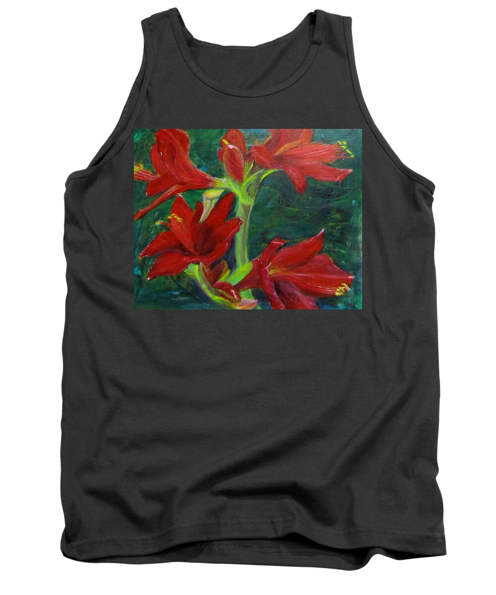 Flowers Tank Top featuring the painting Amaryllis by Linda Feinberg