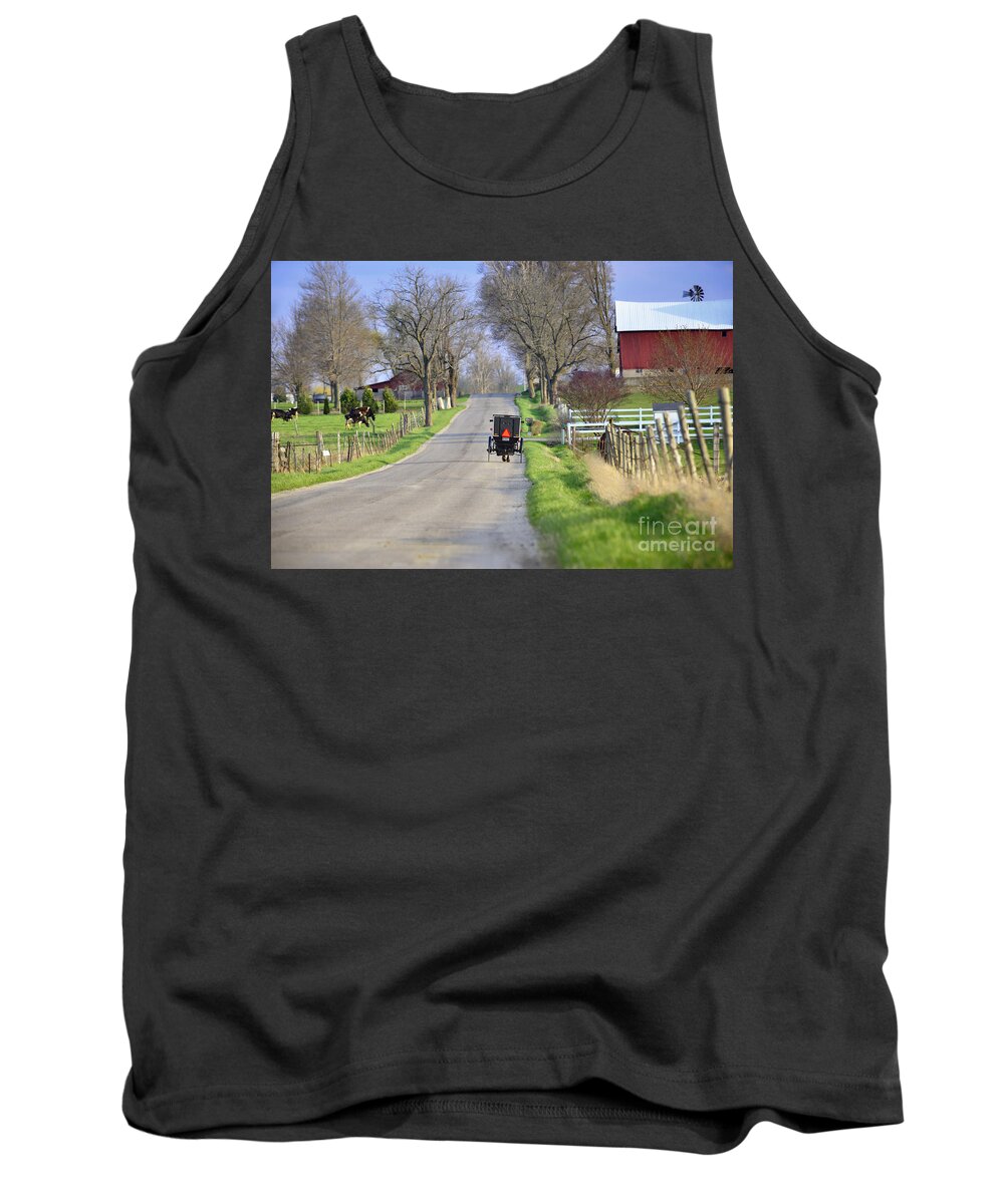 Amish Tank Top featuring the photograph Amish Buggy May 2014 by David Arment