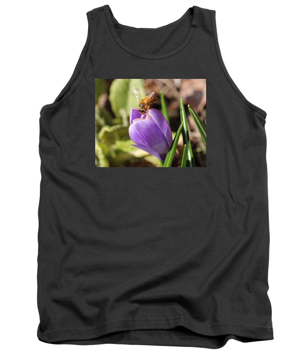 Honeybee Tank Top featuring the photograph Anything Good in There? by Lucinda VanVleck