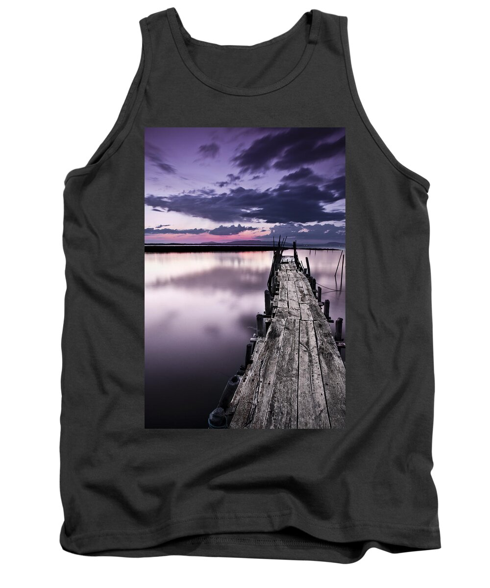 Pier Tank Top featuring the photograph At the end by Jorge Maia
