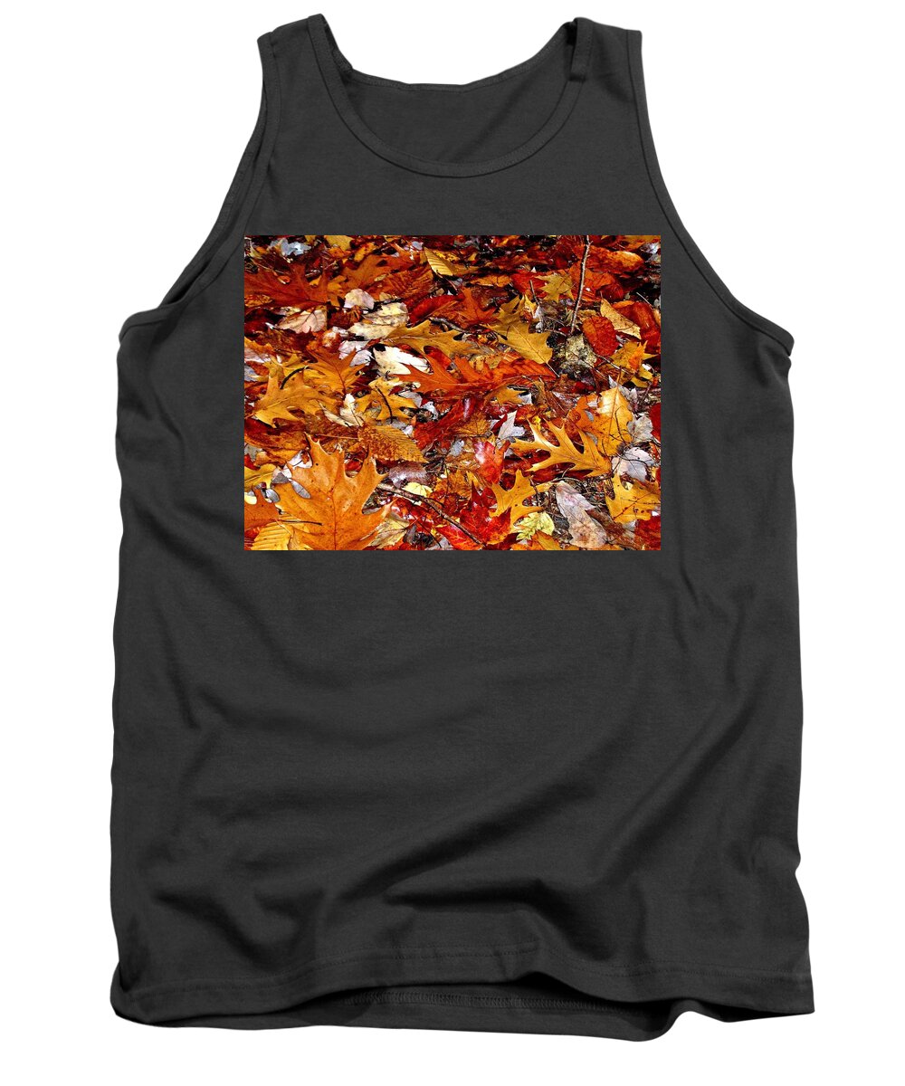 Autumn Tank Top featuring the photograph Autumn Leaves on the Ground in New Hampshire - Bright Colors by Phyllis Meinke
