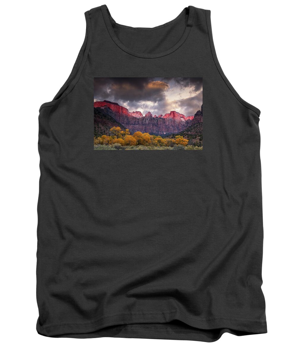 National Park Tank Top featuring the photograph Autumn Morning in Zion by Andrew Soundarajan
