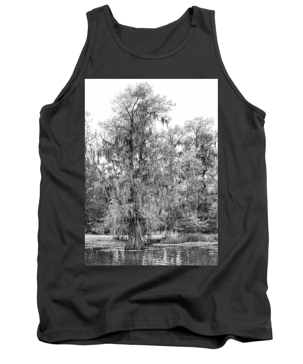 Axodium Distichum Tank Top featuring the photograph Bald Cypress in the Louisiana Bayou by Kathy Clark
