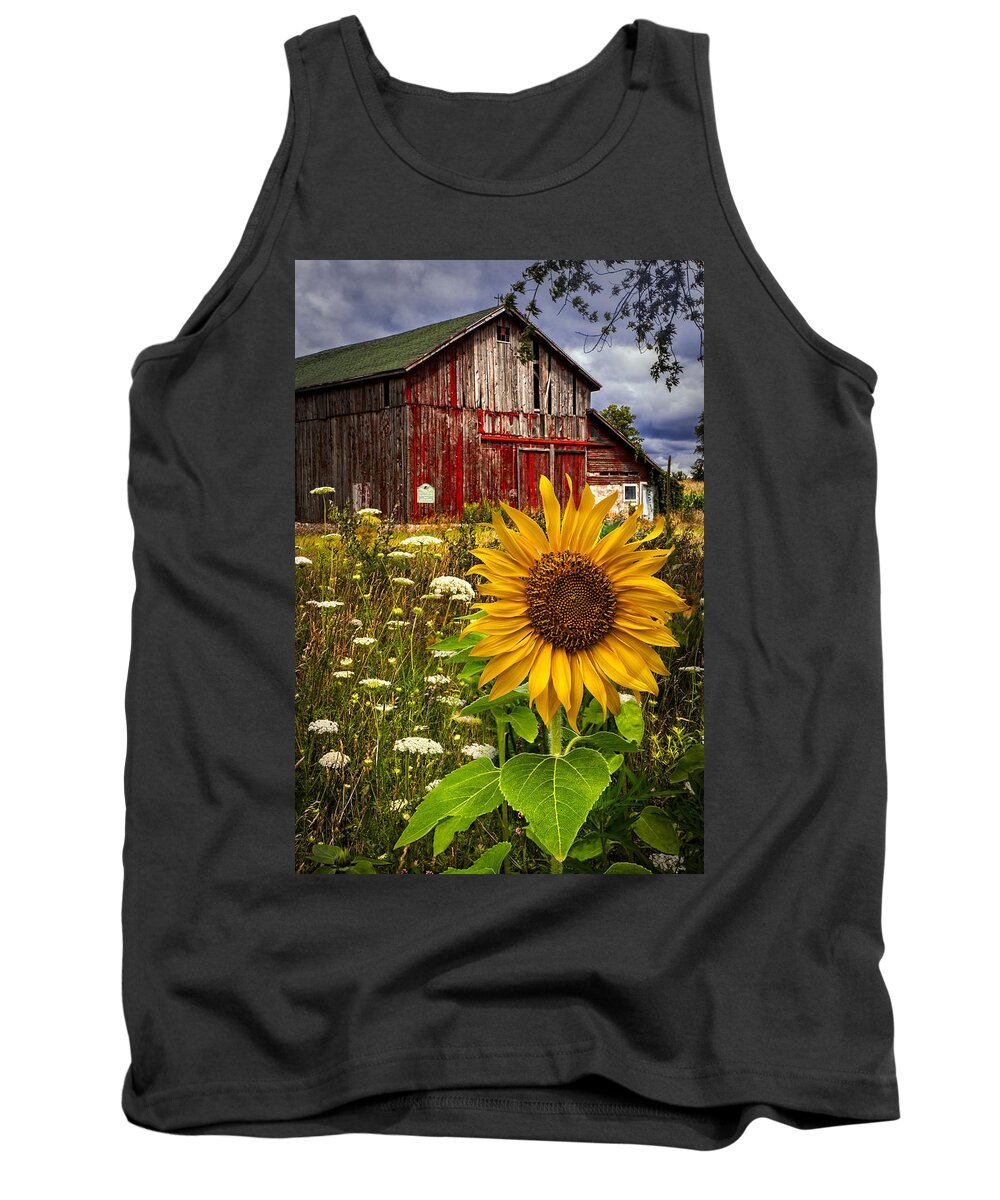 Barn Tank Top featuring the photograph Barn Meadow Flowers by Debra and Dave Vanderlaan