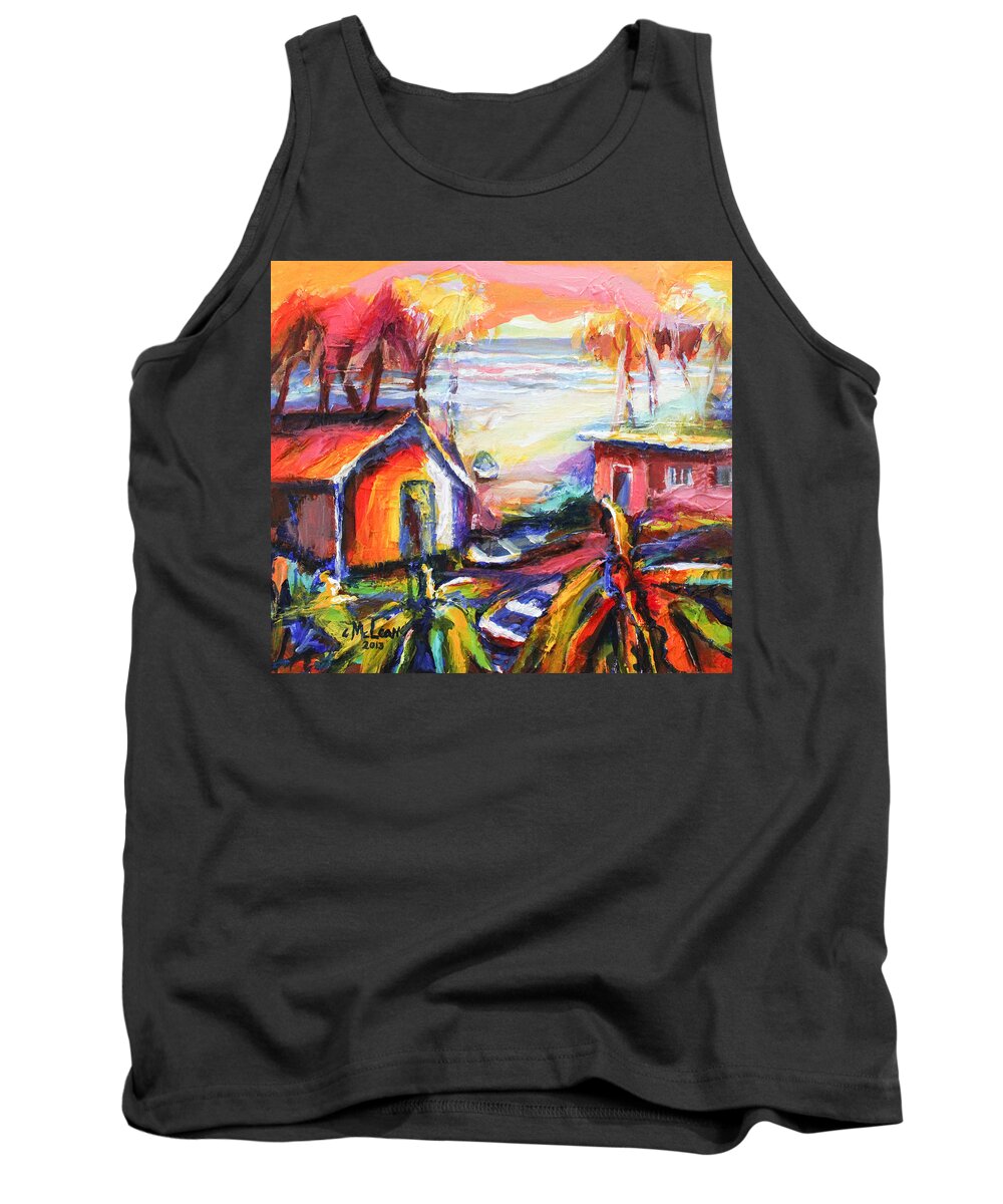 Abstract Tank Top featuring the painting Beach House I by Cynthia McLean