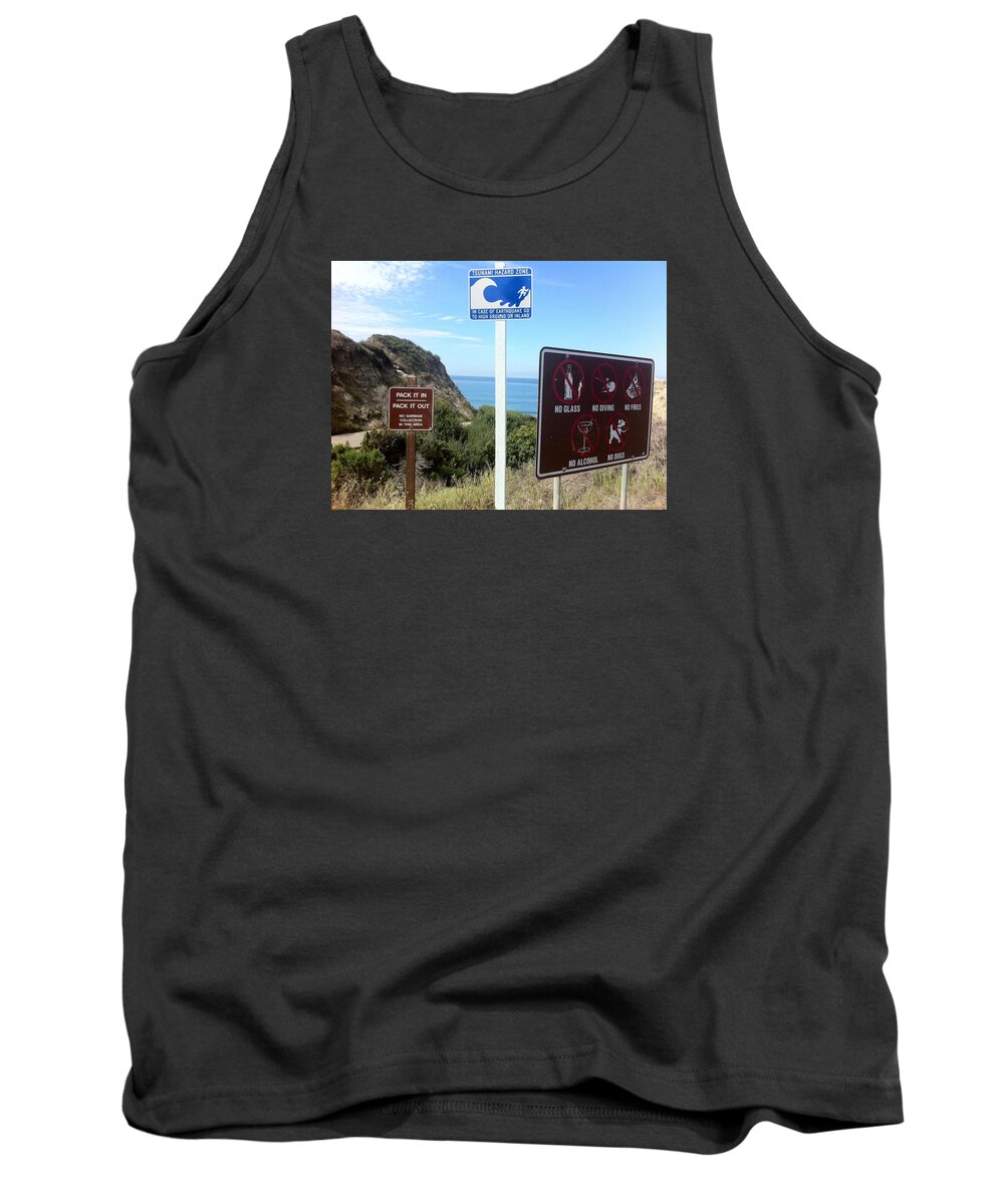 Signsprint Framed Prints Tank Top featuring the photograph Beach Signs San Clemente by Paul Carter