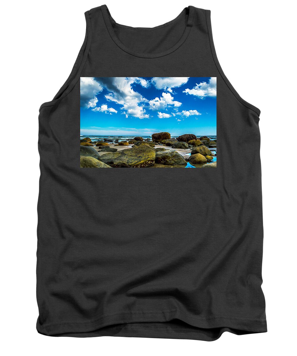 Beach Tank Top featuring the photograph Beachfront Boulders by James Meyer