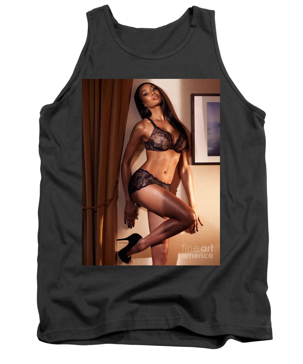 Beautiful sexy woman in black lingerie Tank Top by Maxim Images Exquisite  Prints - Fine Art America