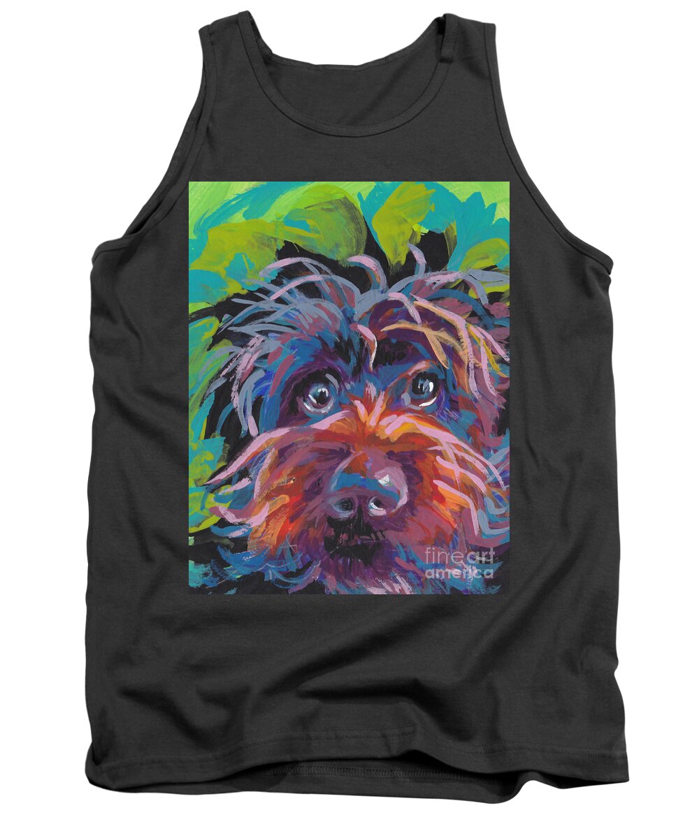 Wirehaired Pointing Griffon Tank Top featuring the painting Bedhead Griff by Lea S