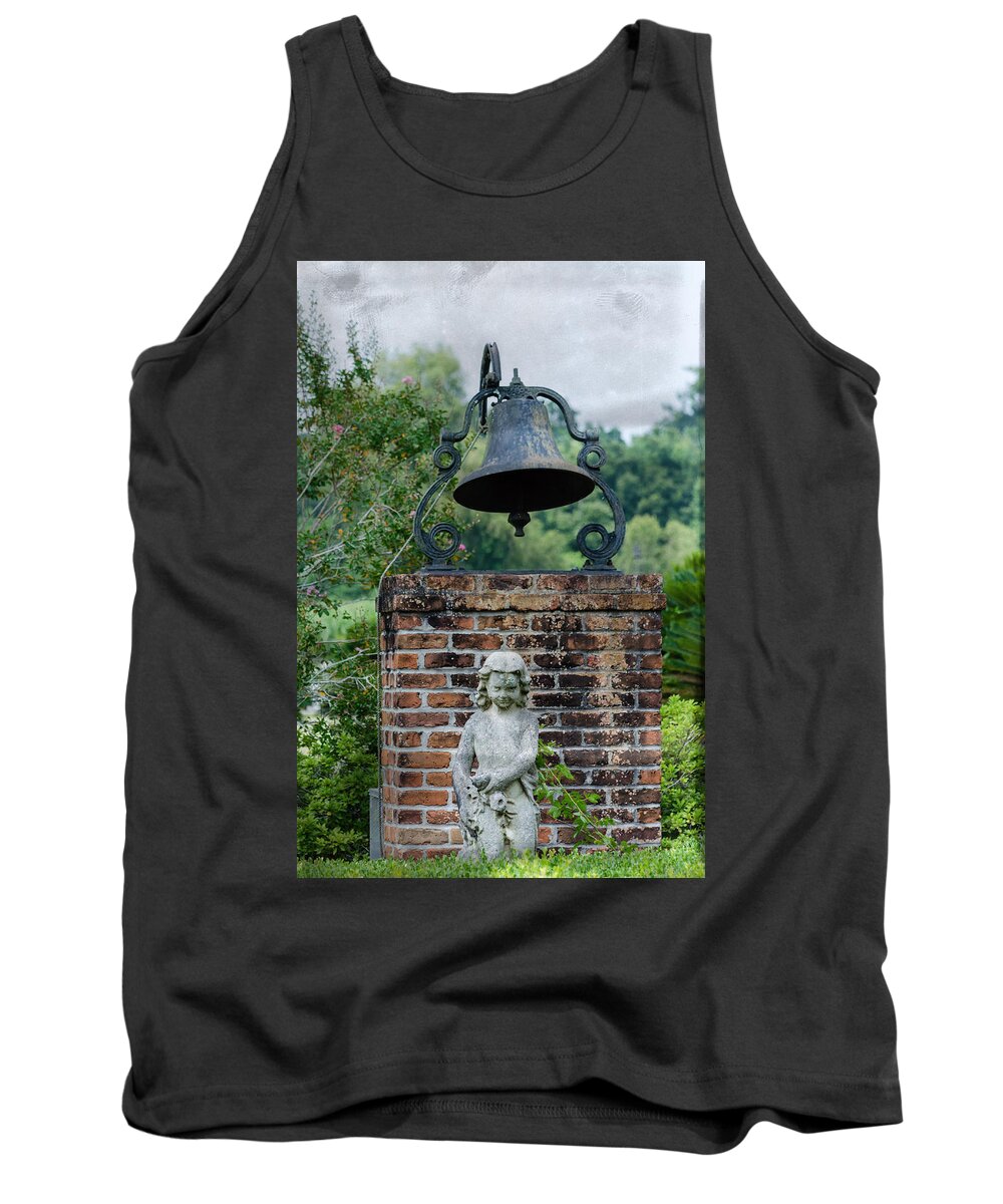 Bell Tank Top featuring the photograph Bell Brick And Statue by Jim Shackett
