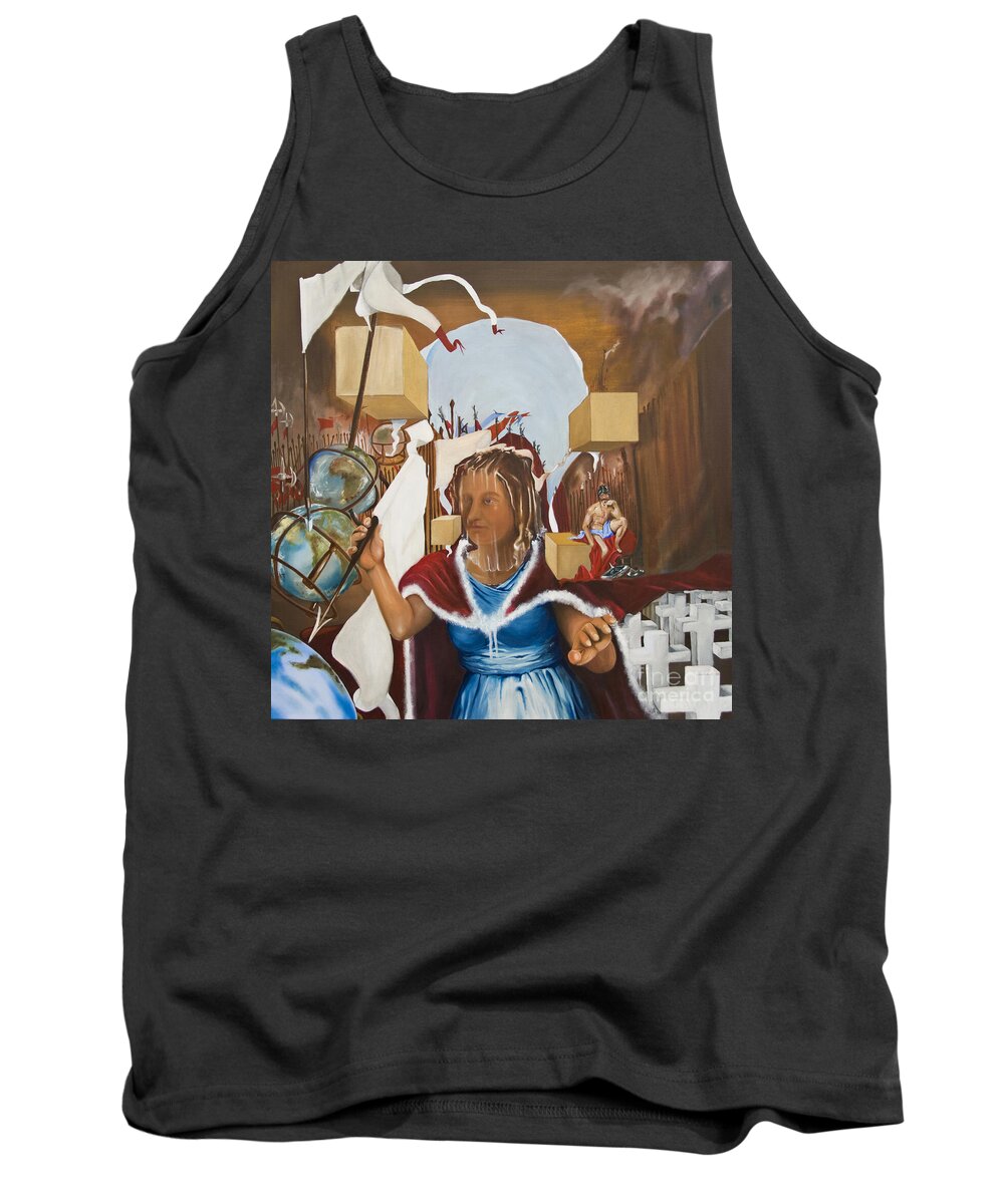 Bellona Tank Top featuring the painting Bellona Goddess of war Sister of Mars by James Lavott