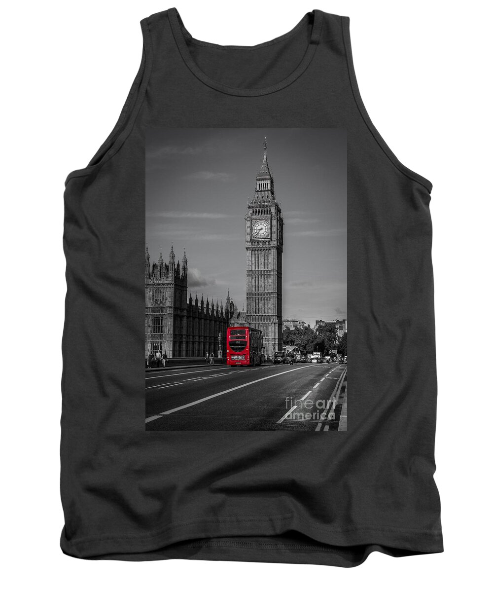 Elizabeth Tower Tank Top featuring the photograph Big Ben and London Bus by Chris Thaxter