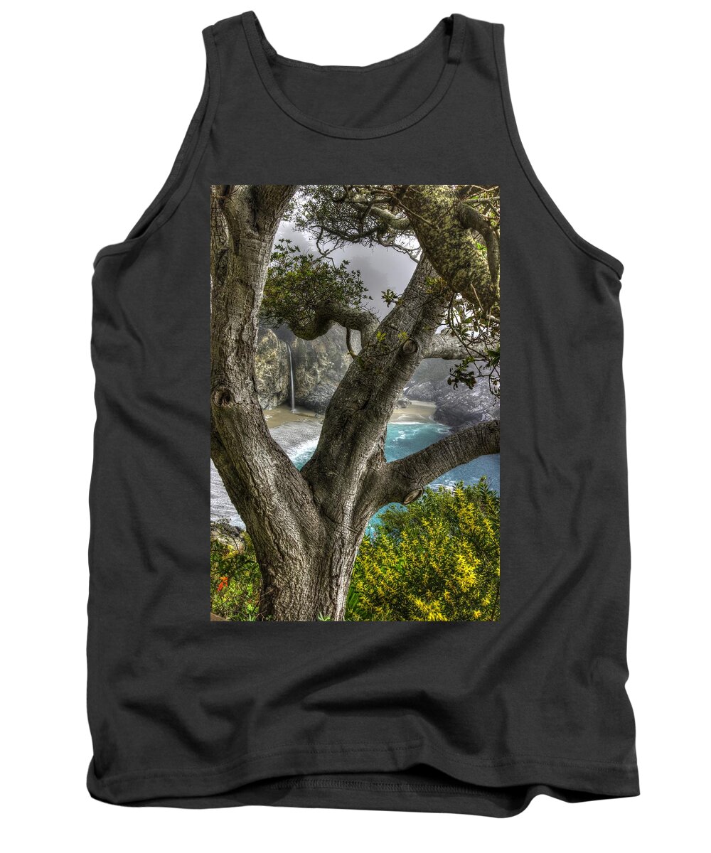 California Tank Top featuring the photograph Big Sur Mc Way Falls at Julia Pfeiffer State Park-1 Central California Coast Spring Early Afternoon by Michael Mazaika