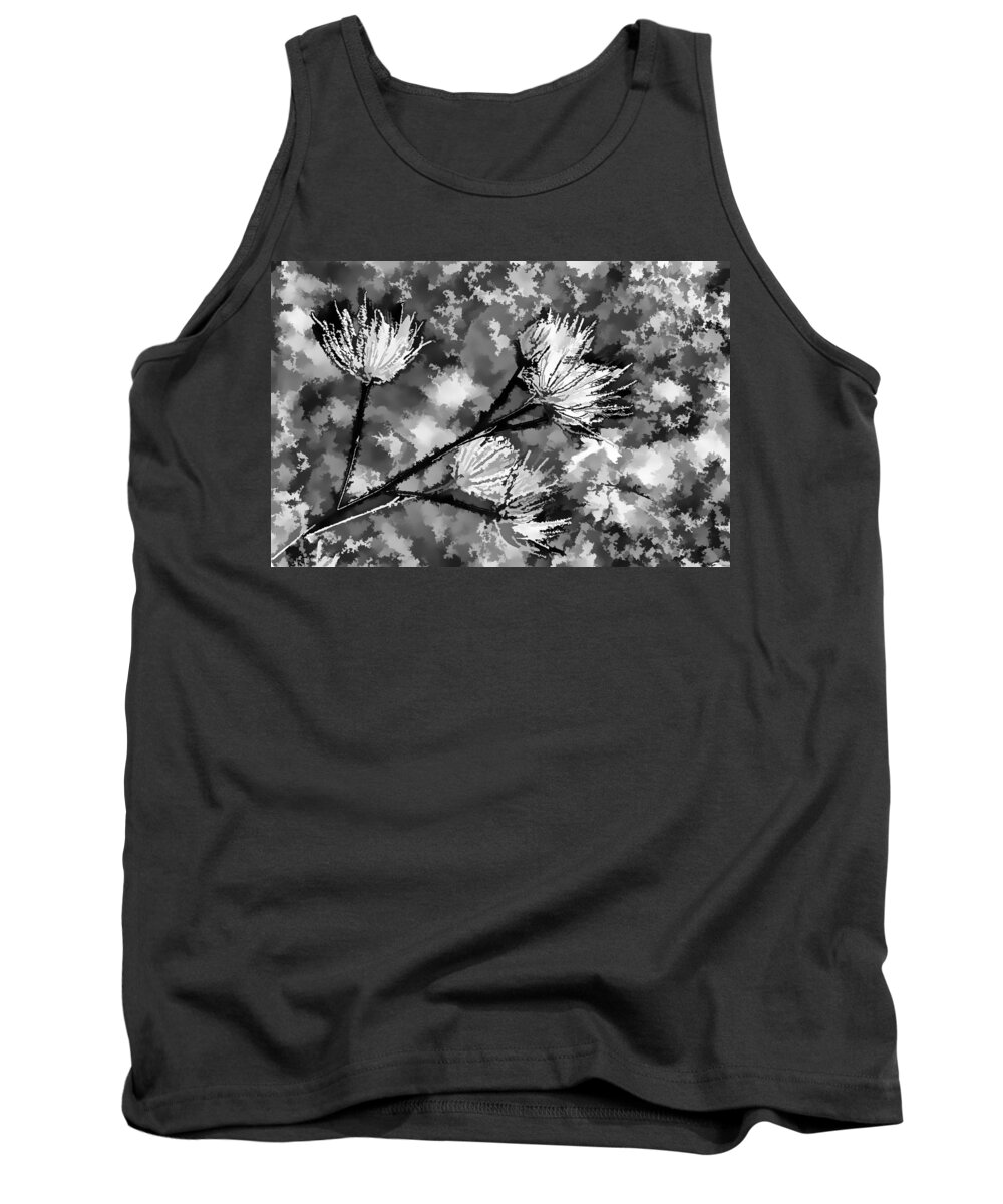 Black And White Abstract Tank Top featuring the photograph Black and White Seeds by Scott Campbell